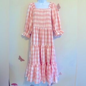 NEW Ivy City Mia Gingham Dress in Pink XL